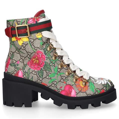 gucci women's gg floral ankle boots|Gucci boots thigh high.